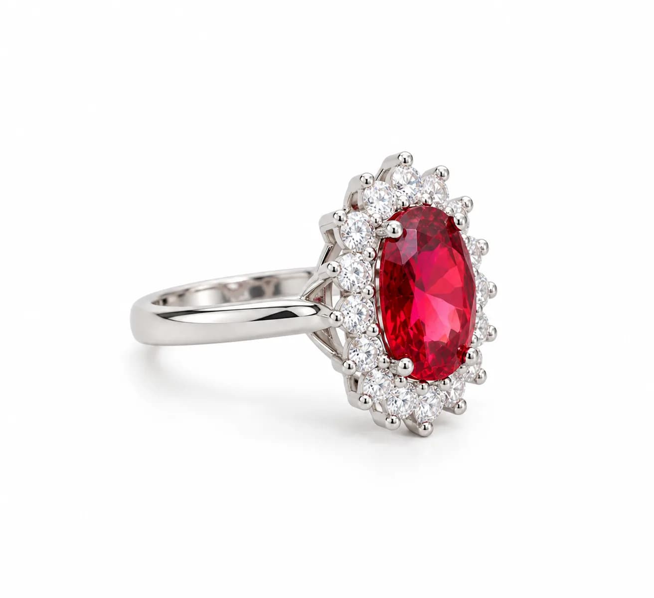 Sterling Silver Ruby Halo Ring