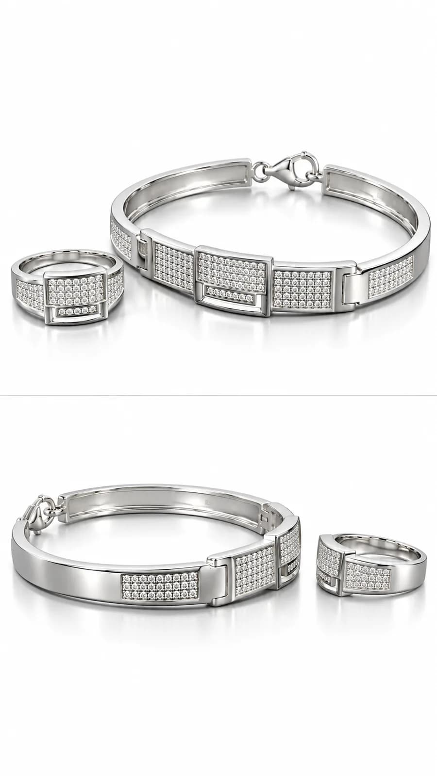 Luxe Pavé Link Bracelet & Ring Set