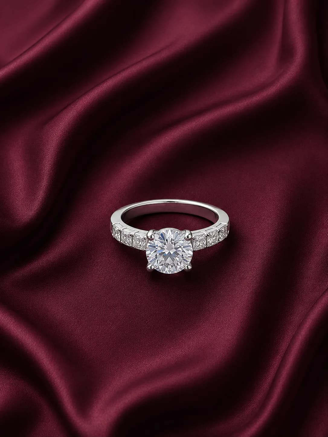 Sterling Silver Halo Solitaire Ring