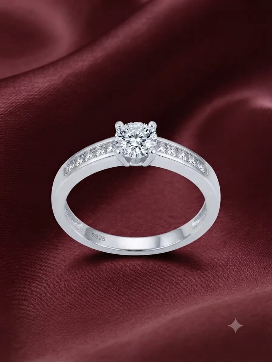 Silver Solitaire Ring