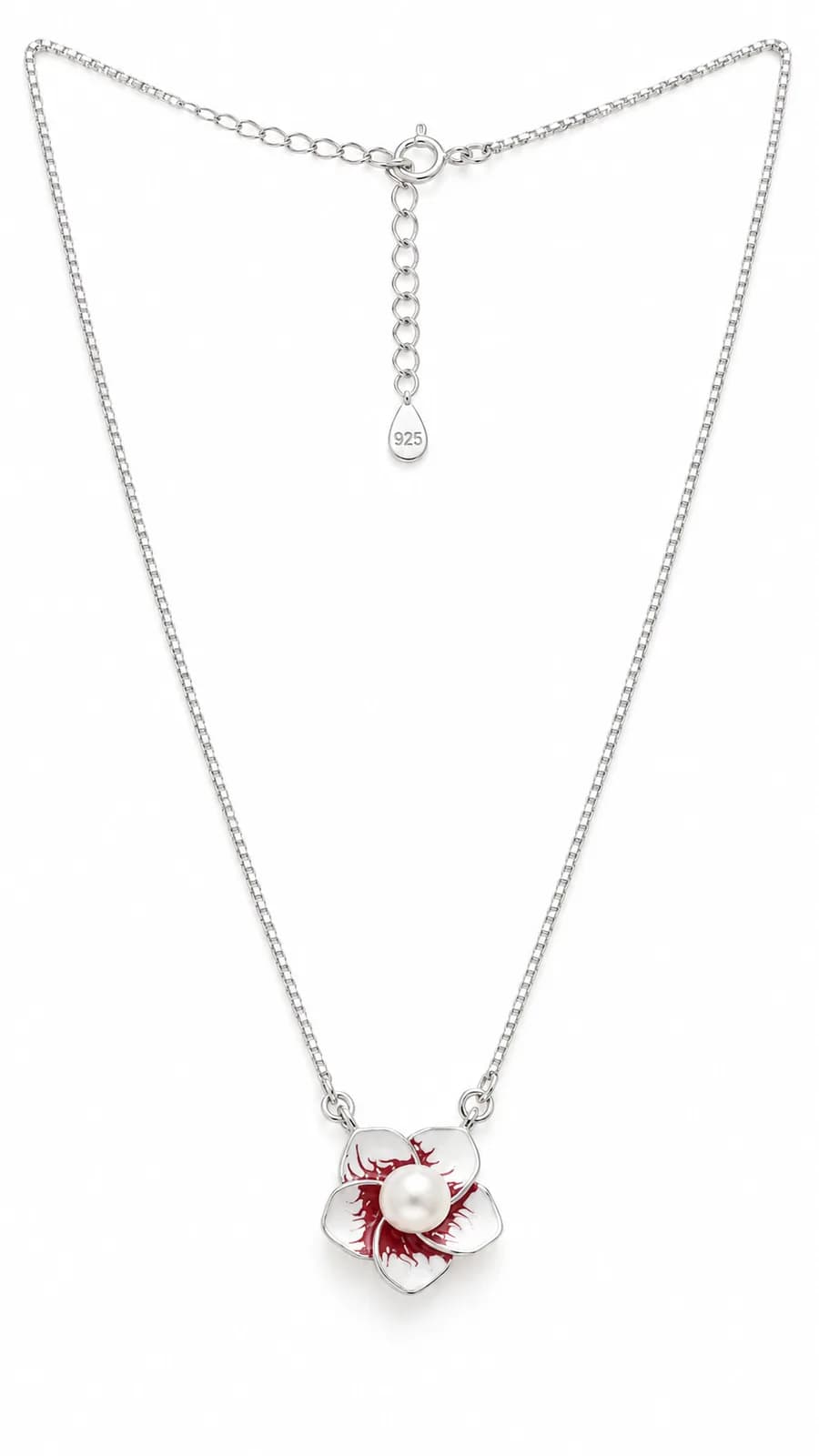 Silver Pearl Bloom pandent chain