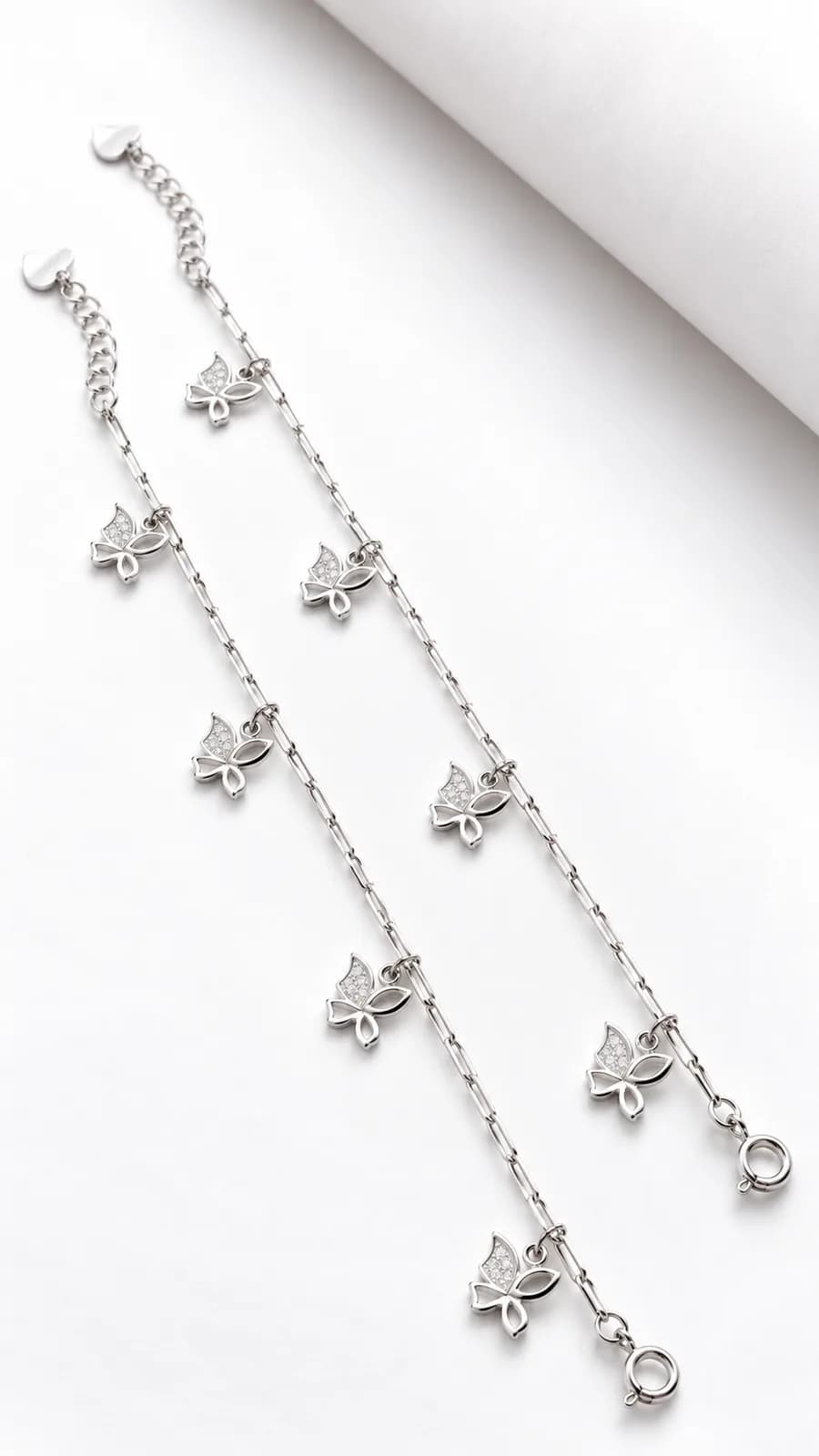 Silver Butterfly Charm Anklet
