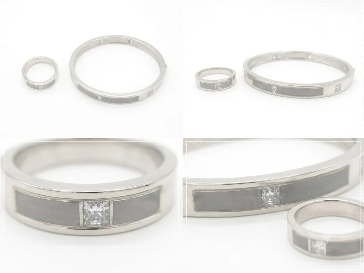 The Slate Inlay Bangle with Ring
