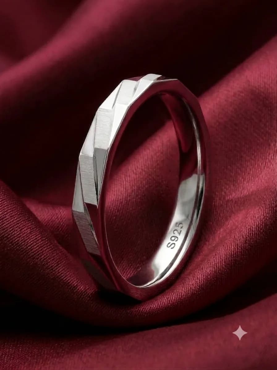 Silver Geometric Ring