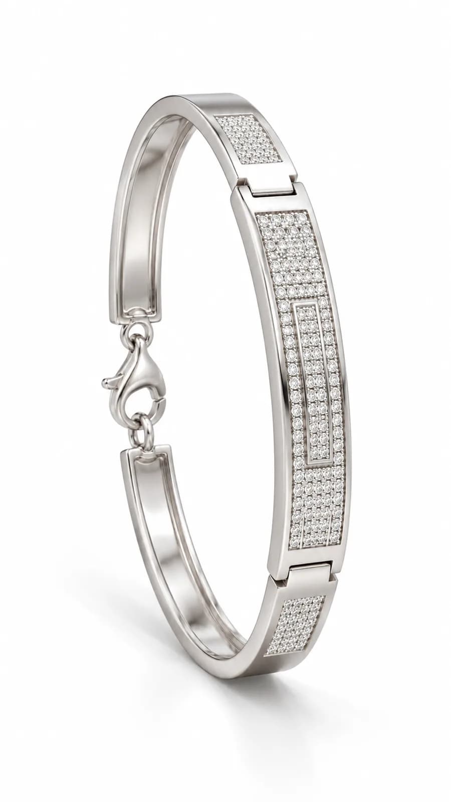 Pavé Luxe Geometric Sterling Silver Bracelet