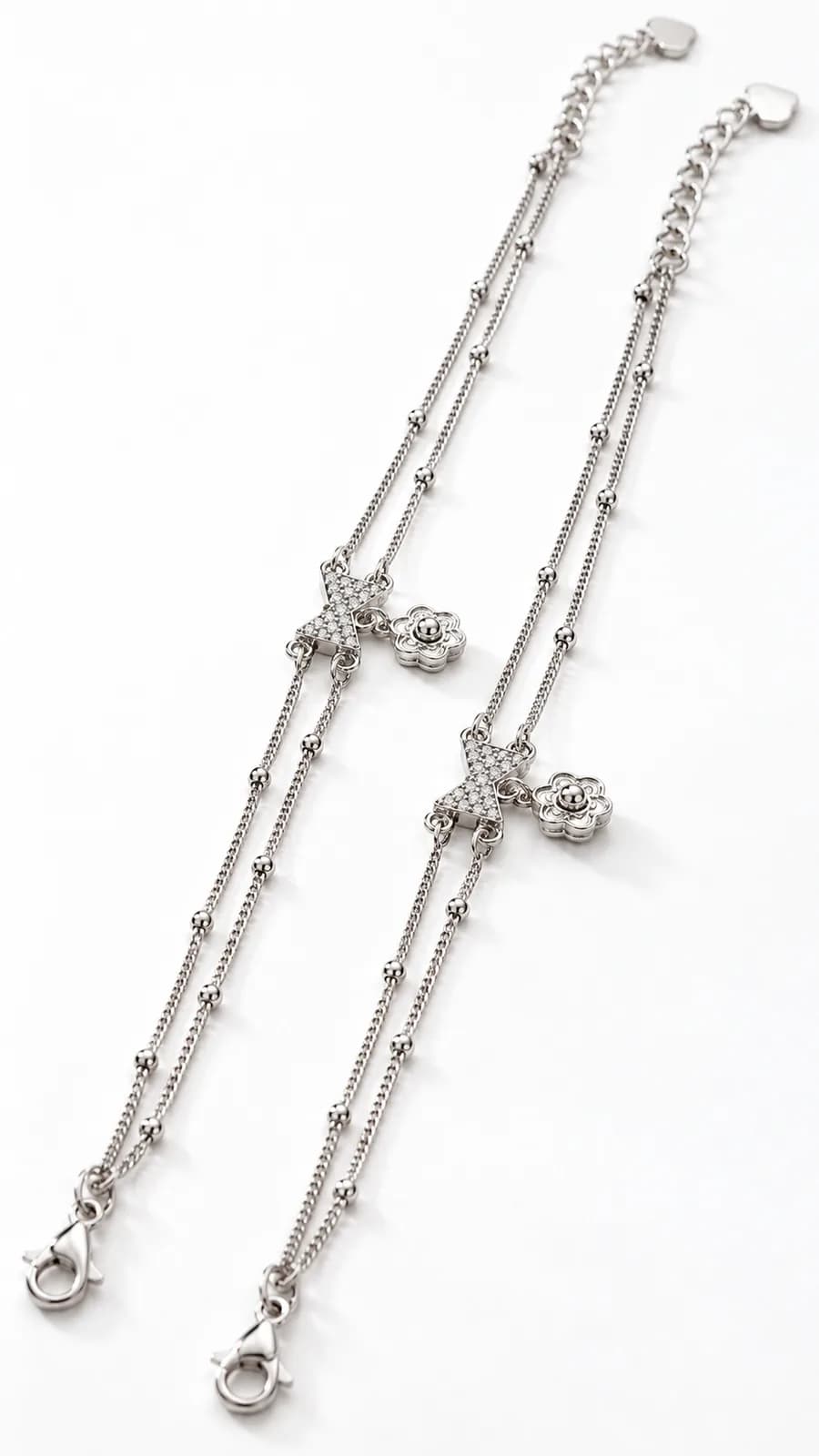Pretty Bow Floral Charm Anklet