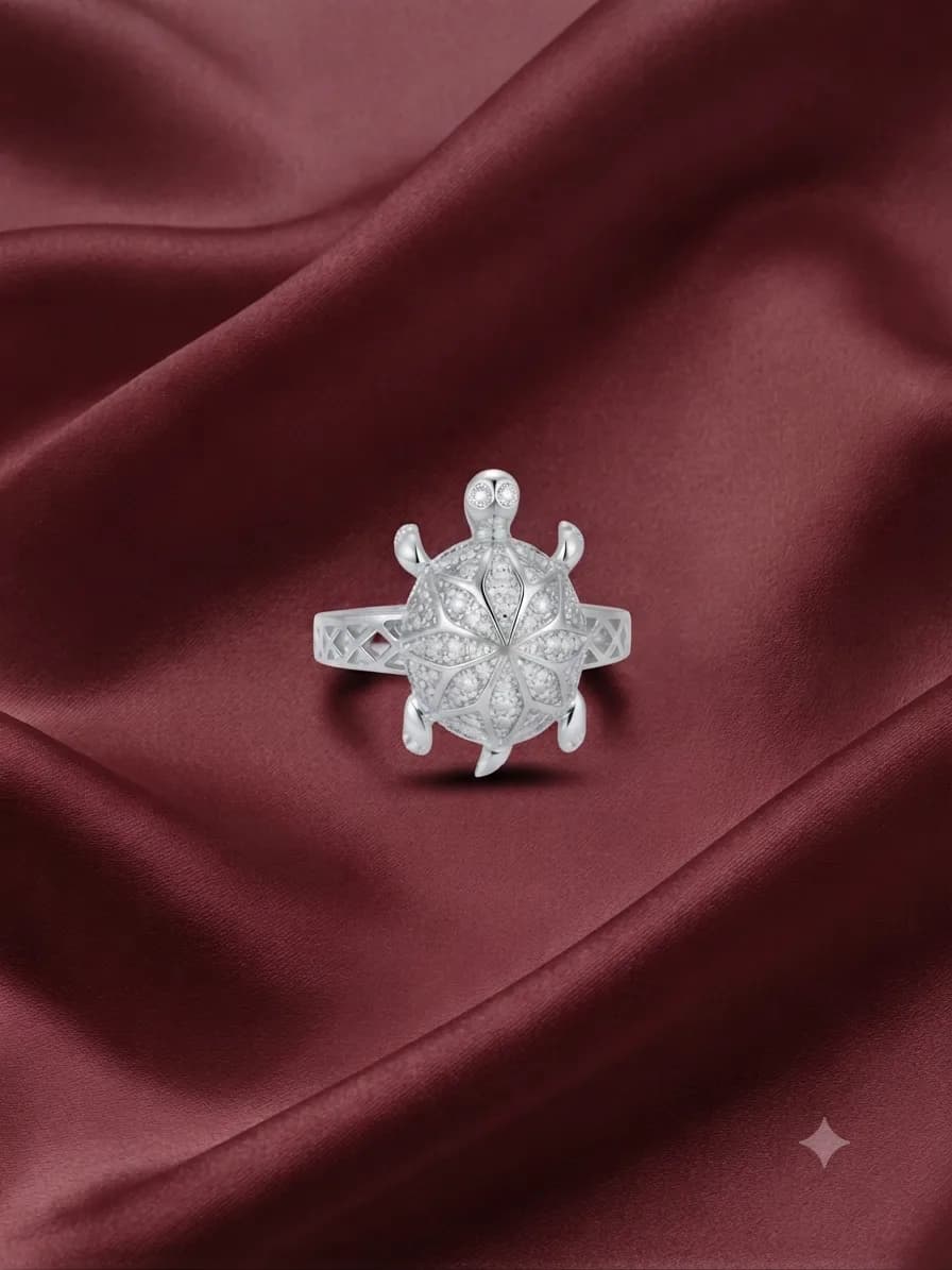 Silver Starburst Turtle Ring