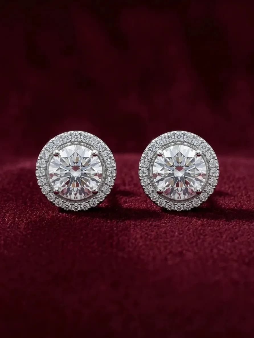 round halo stud earrings