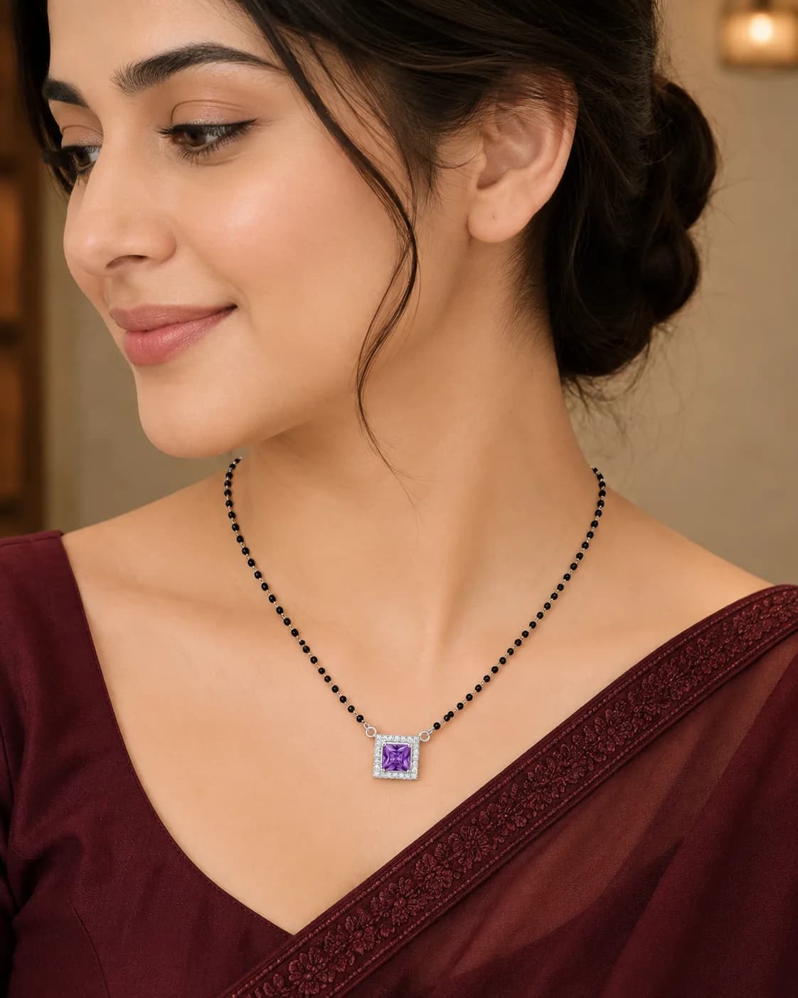 Royal Amethyst Square-Cut Mangalsutra