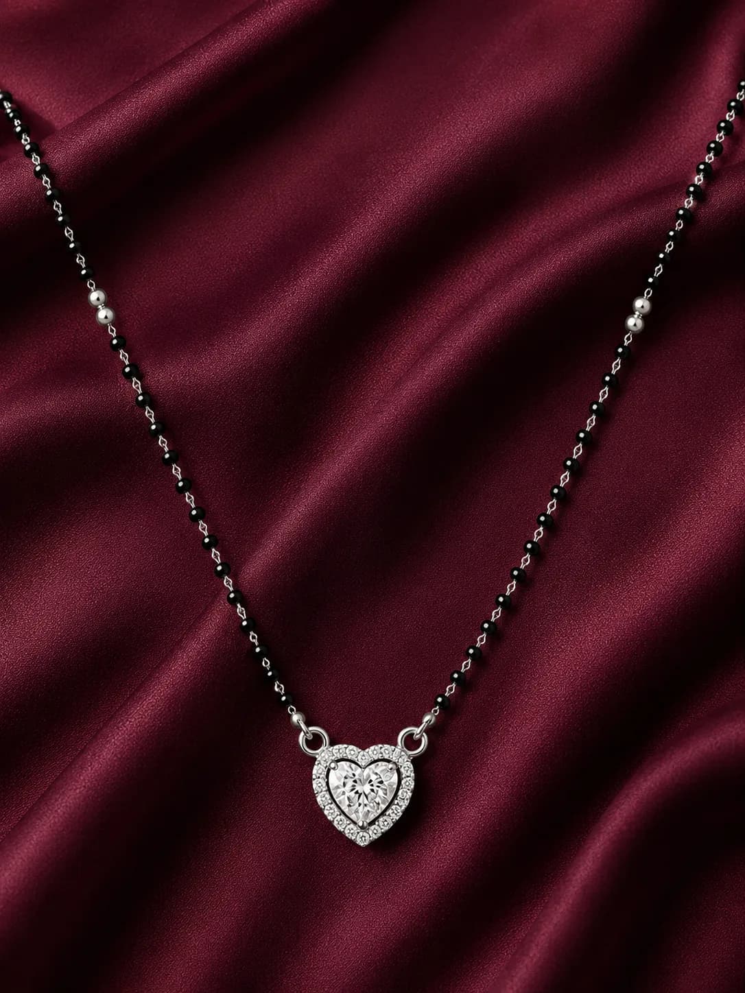 Heart Halo 925 Sterling Silver Mangalsutra