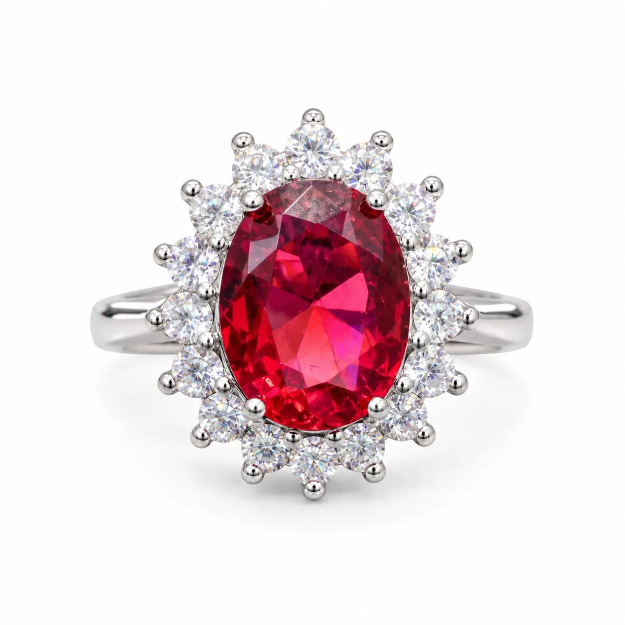 Sterling Silver Ruby Halo Ring
