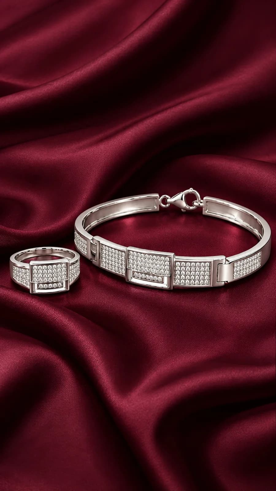 Luxe Pavé Link Bracelet & Ring Set