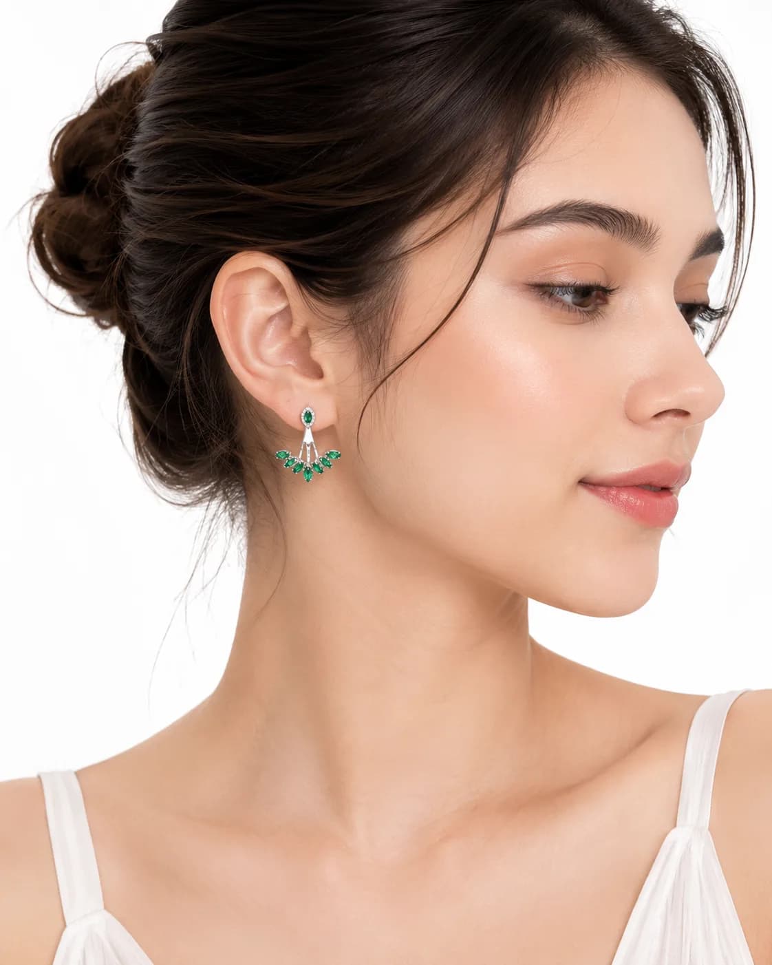 Emerald Leaf Drop Earrings