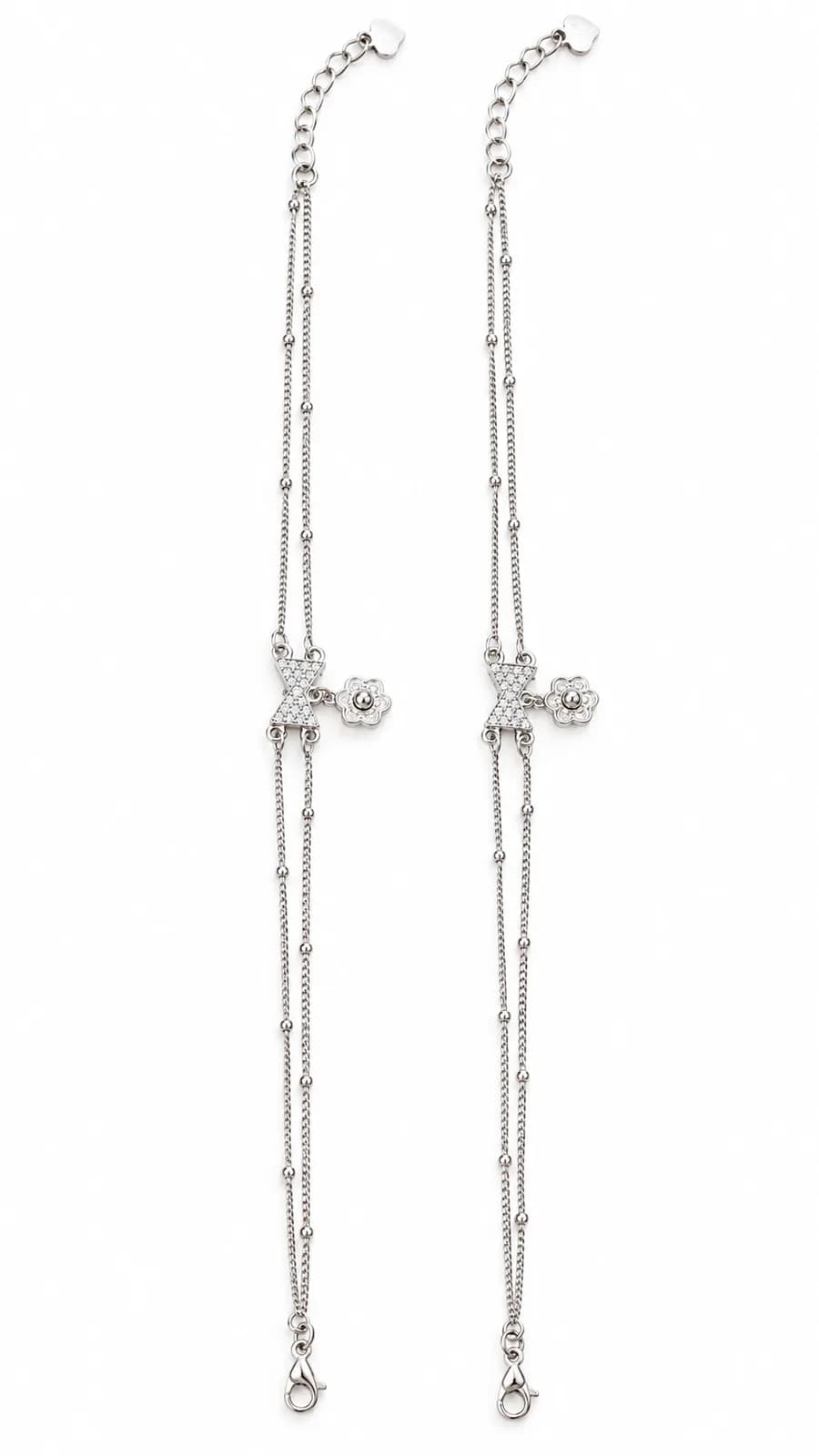 Pretty Bow Floral Charm Anklet