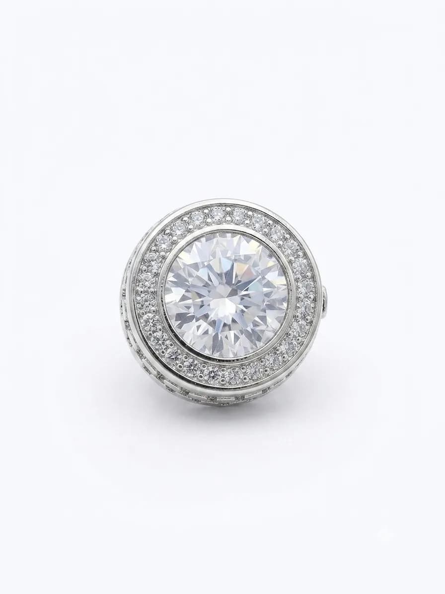 Silver Classic Crystal Button