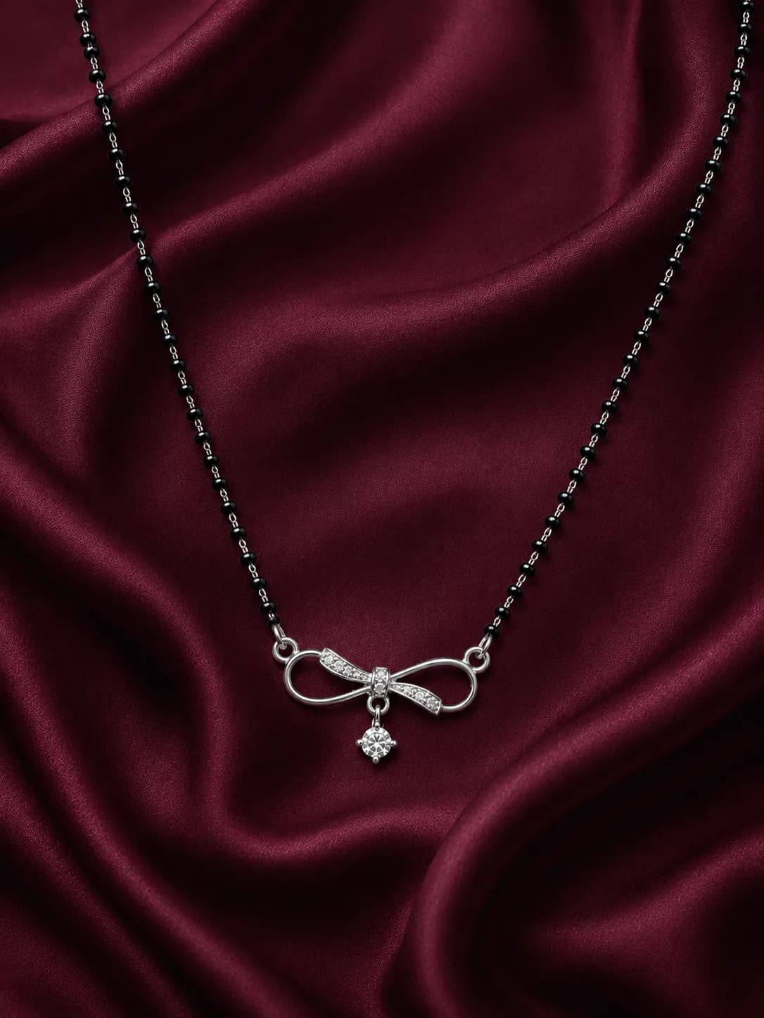 Graceful Bow Charm 925 Sterling Silver Mangalsutra