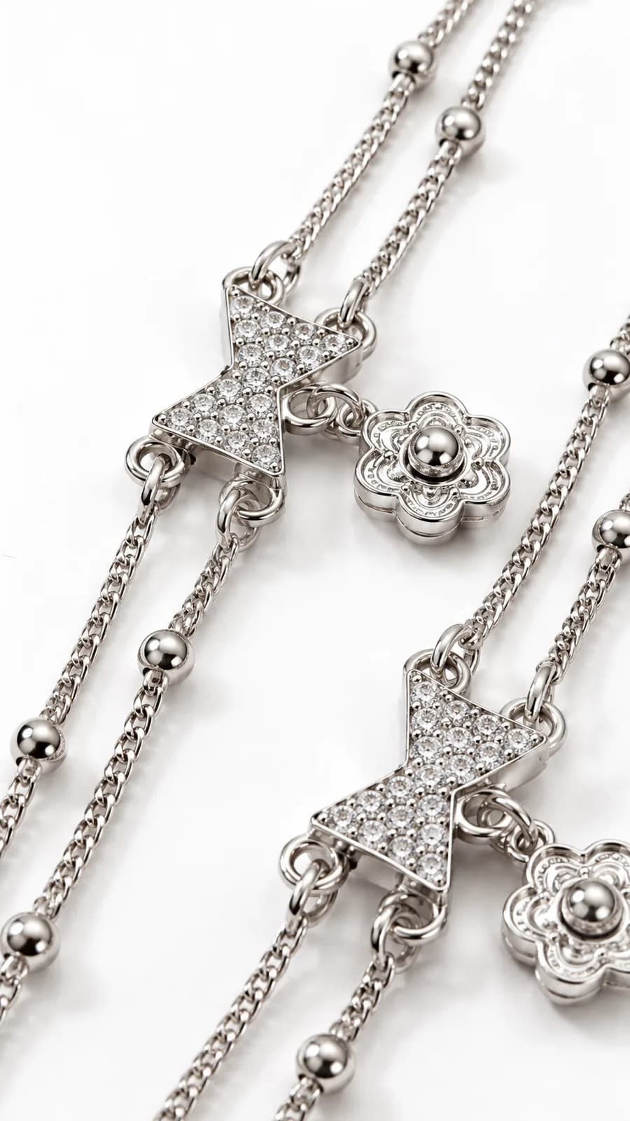 Pretty Bow Floral Charm Anklet