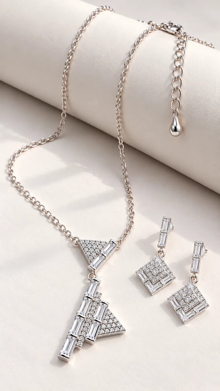Silver Geometric Elegance set