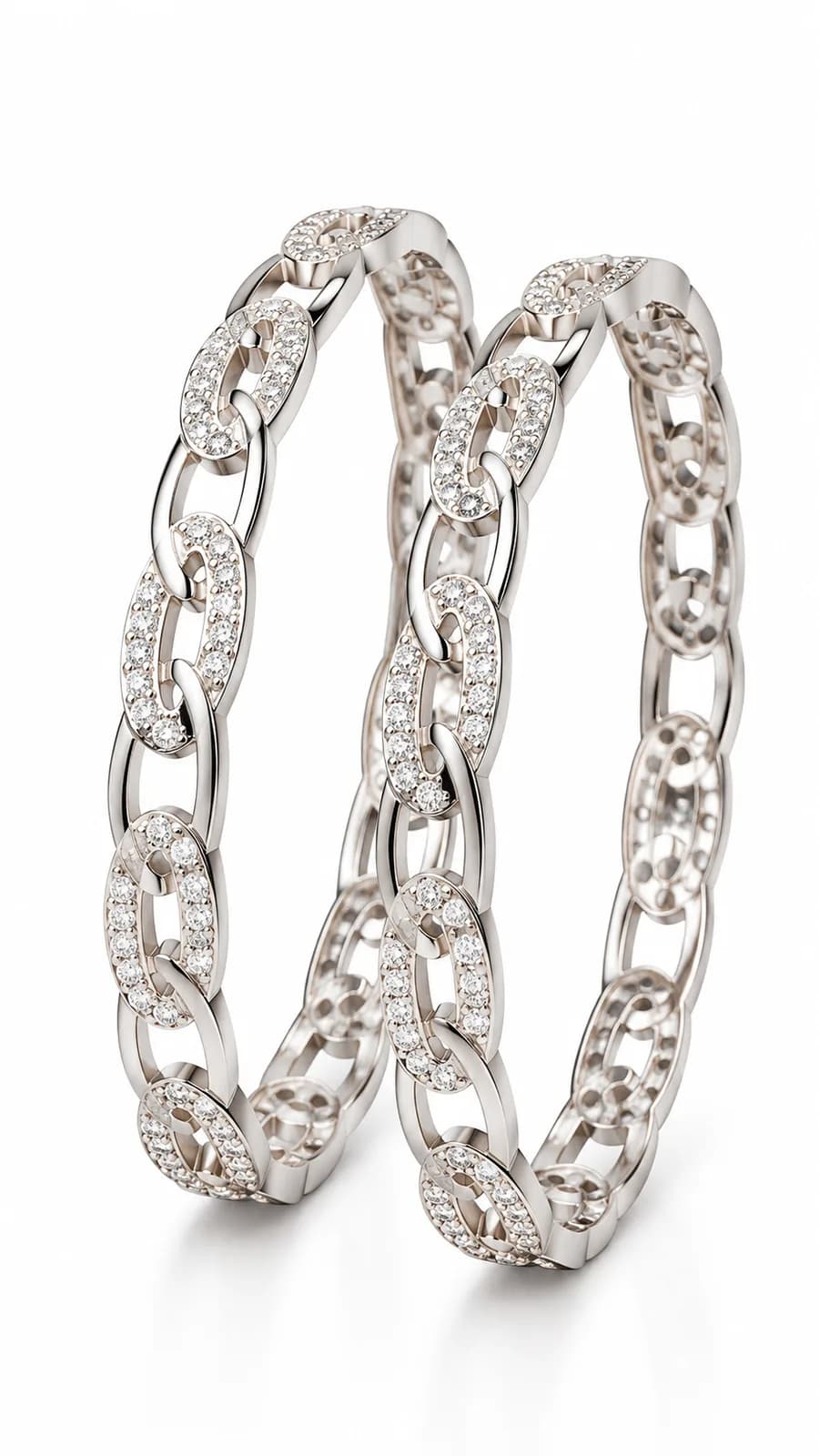 Silver Crystal Link Bangle