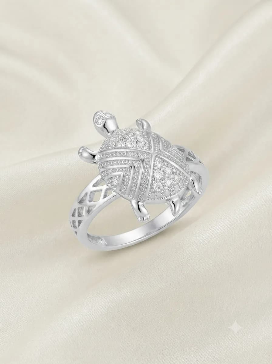 Silver Radiance Turtle Ring