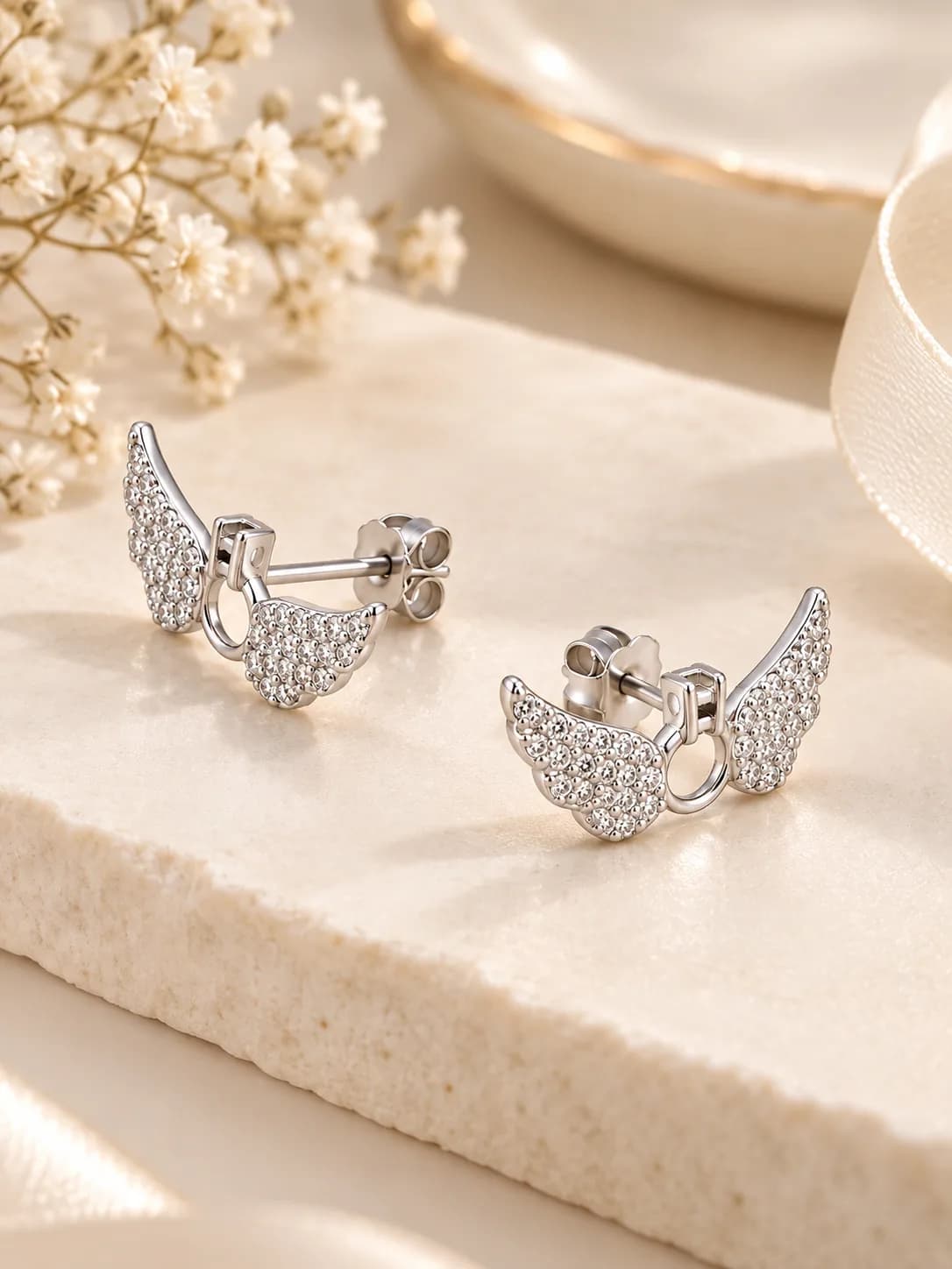 Silver Angel Wing Earring