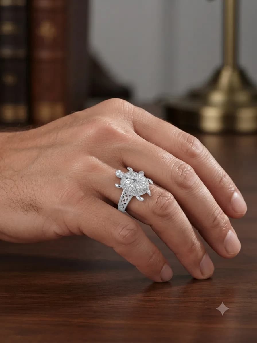 Silver Starburst Turtle Ring