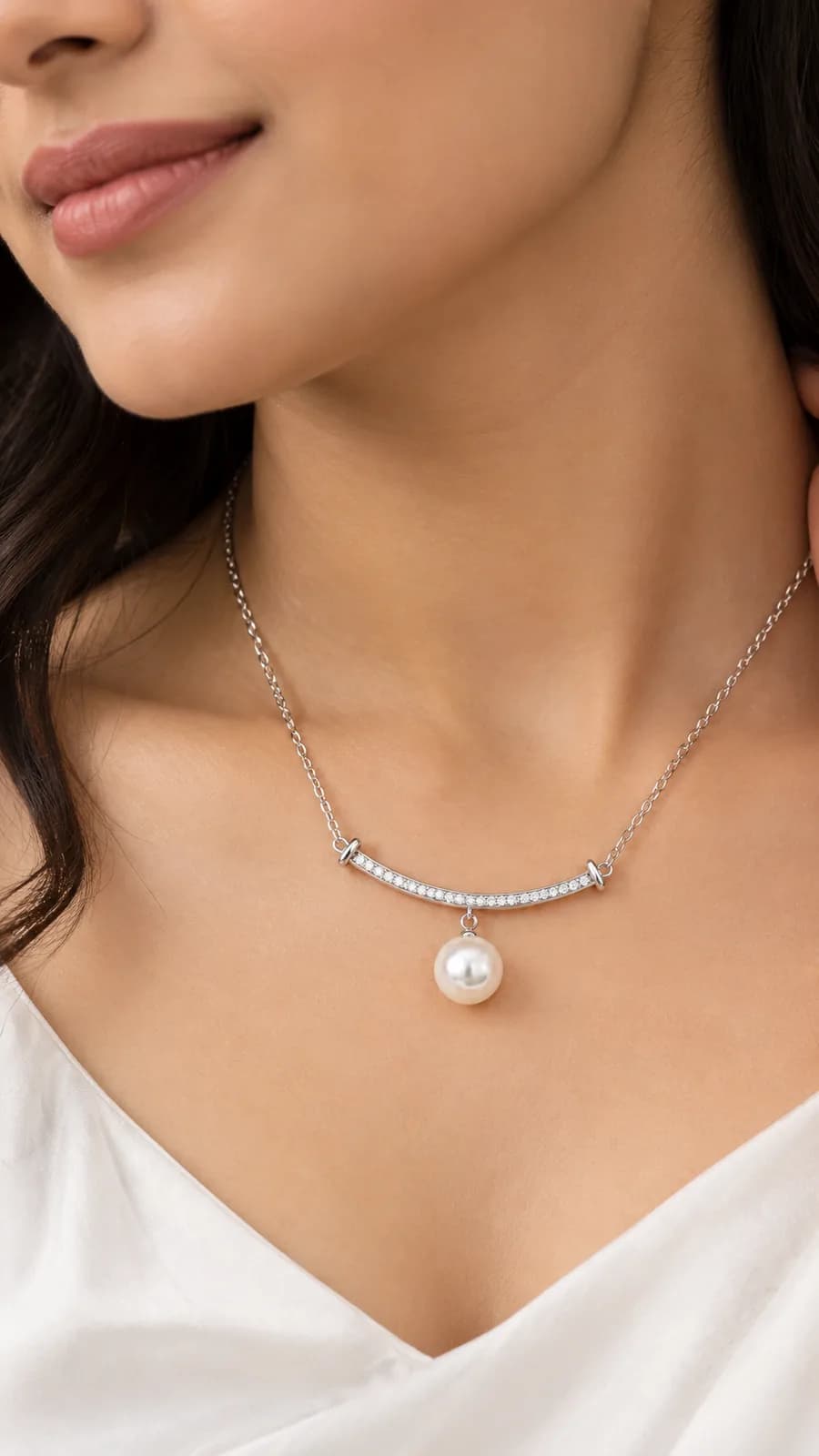 Silver Pearl Pendant chain
