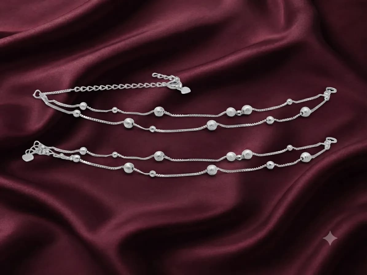 Silver Double-Layer Anklet