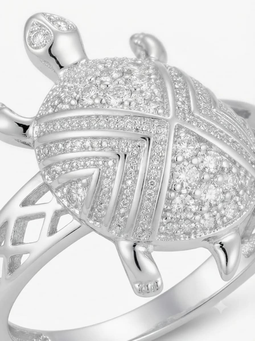 Silver Radiance Turtle Ring
