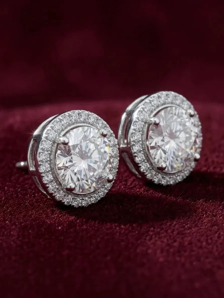 round halo stud earrings