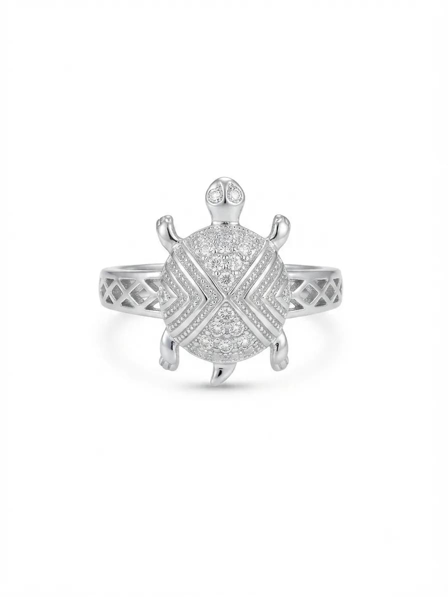 Silver Radiance Turtle Ring