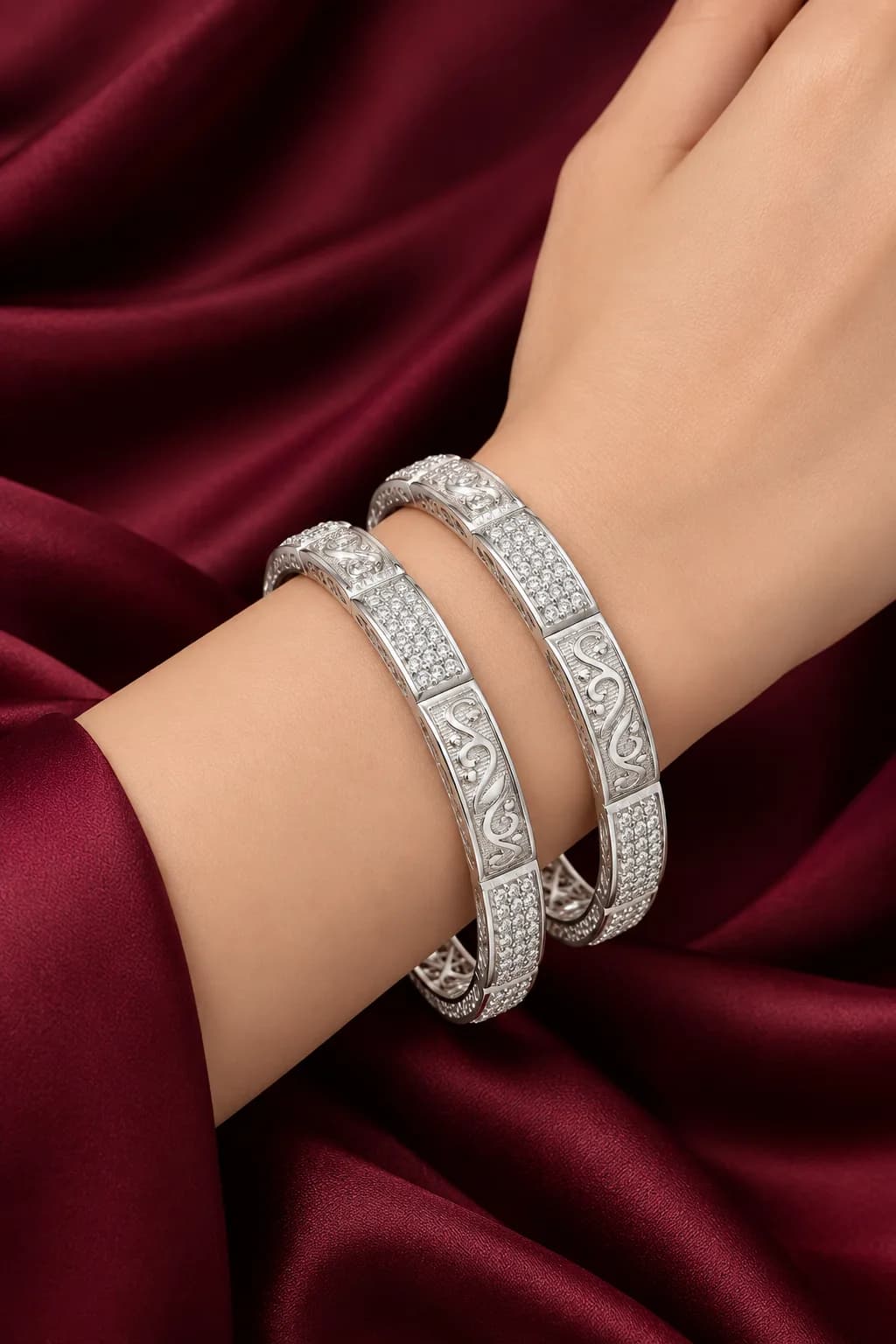 SILVO Ornate Heritage Sterling Silver Bangle
