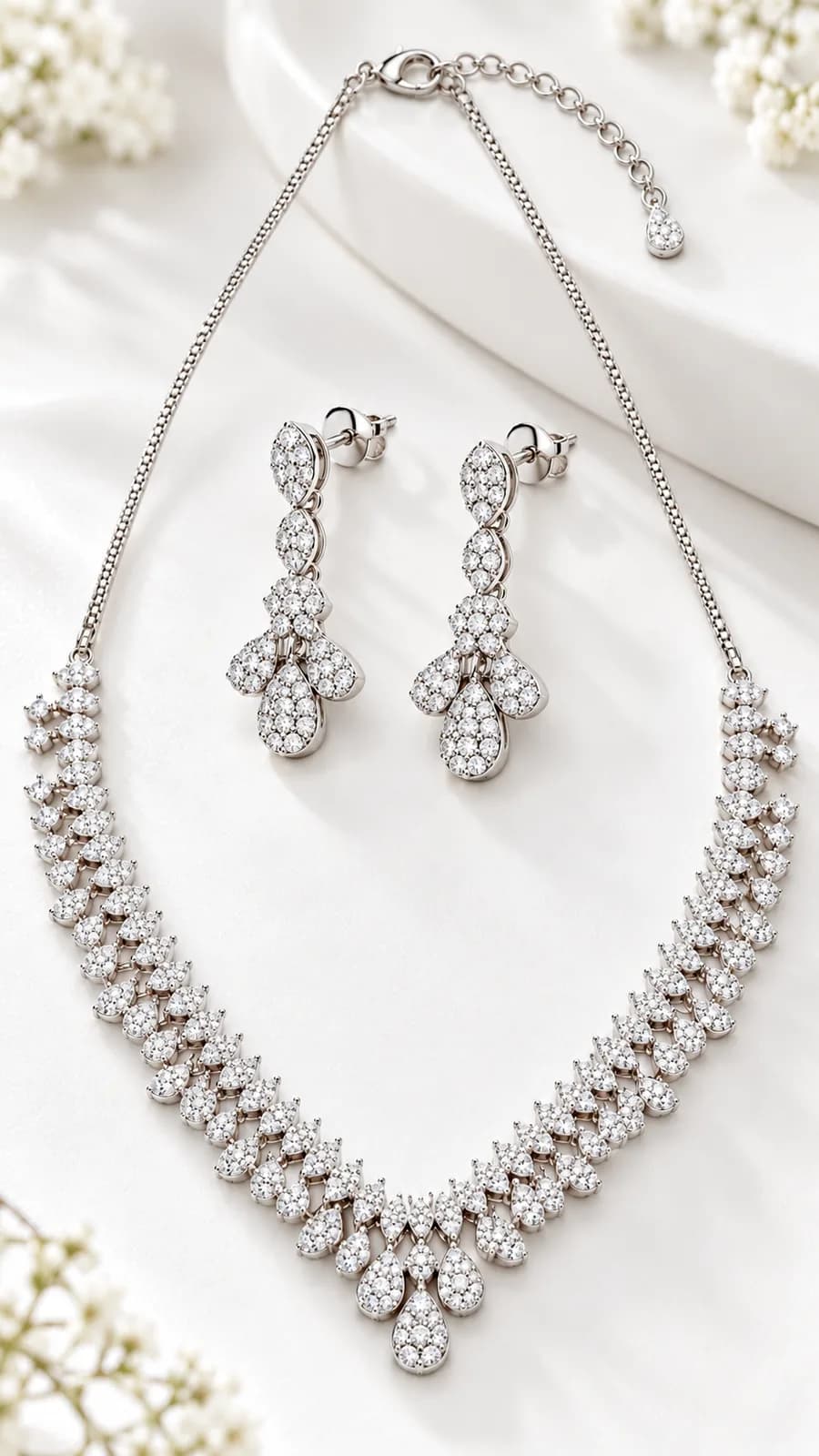 Lustrous Leaf Cascade Necklace Set