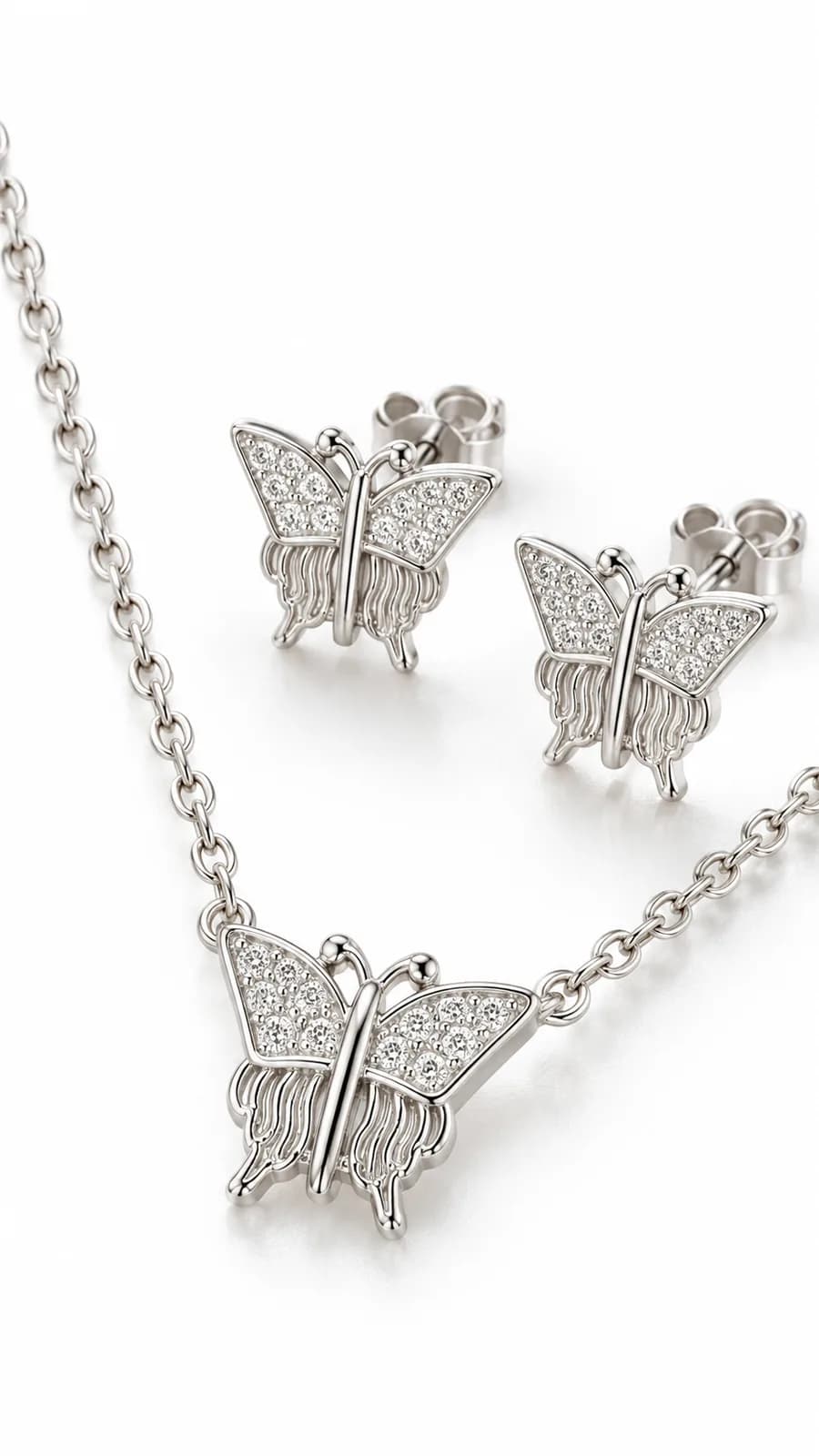 Silver Butterfly Elegance Necklace
