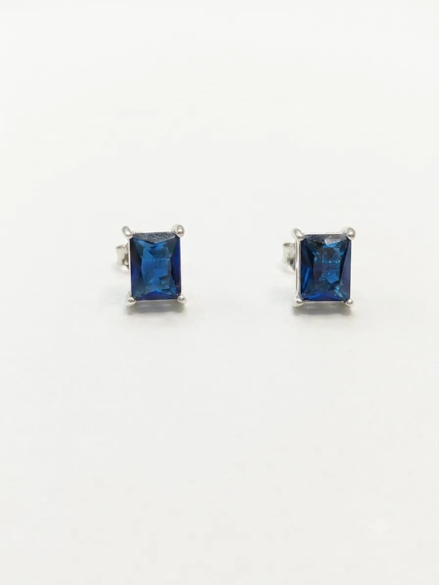 Royal Blue Emerald-Cut Stud Earrings