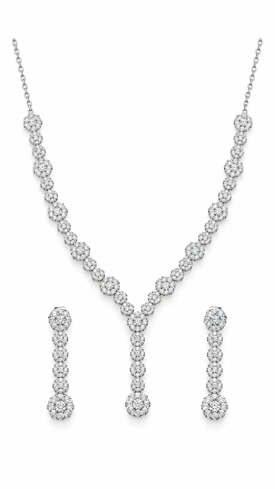 Floral Drop Silver Jewelry Set