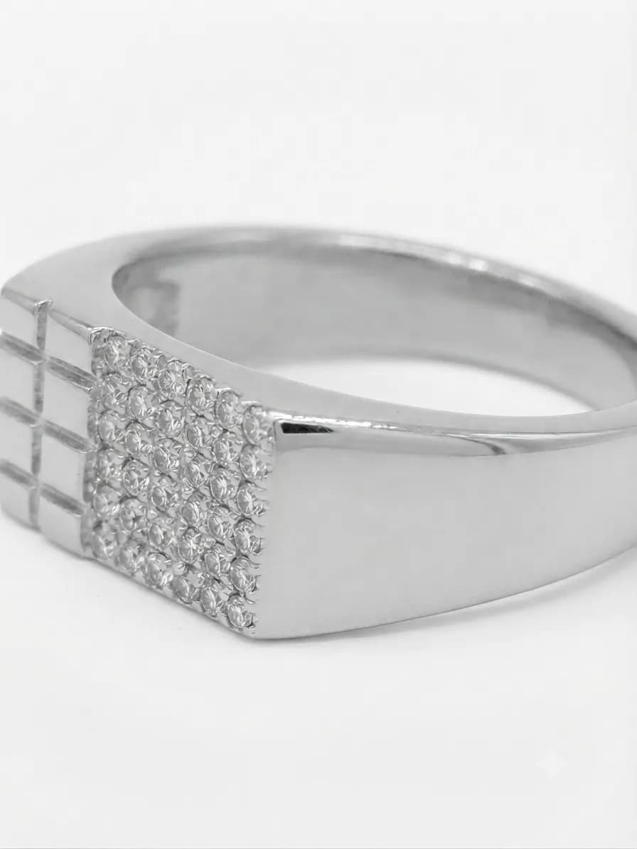 Silver Pave Grid Ring