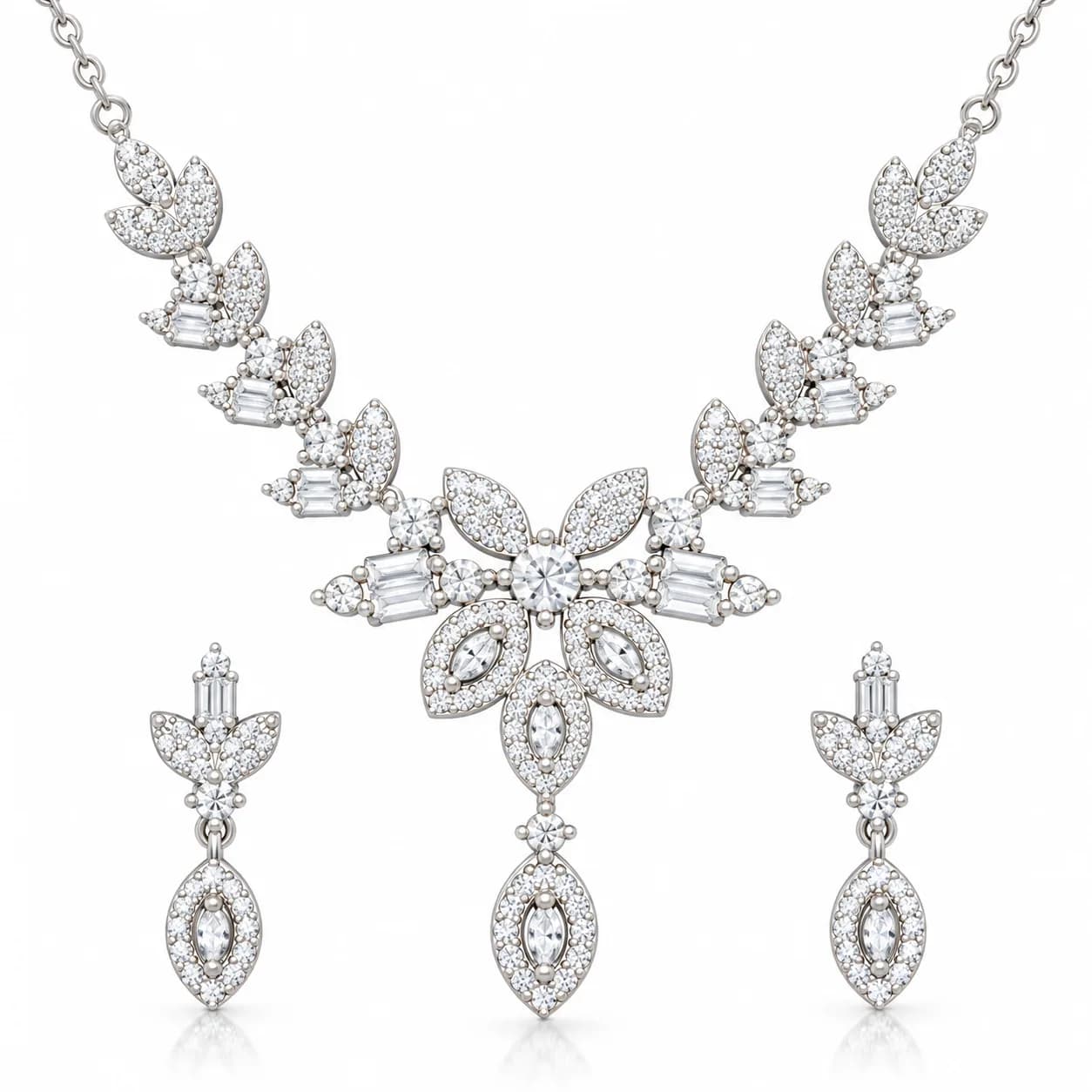 Silver Floral Elegance Set