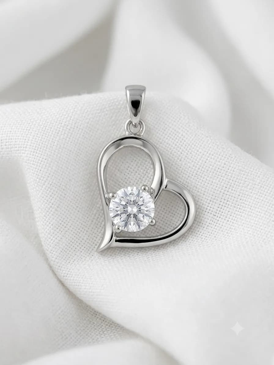 Open Heart Solitaire Pendant