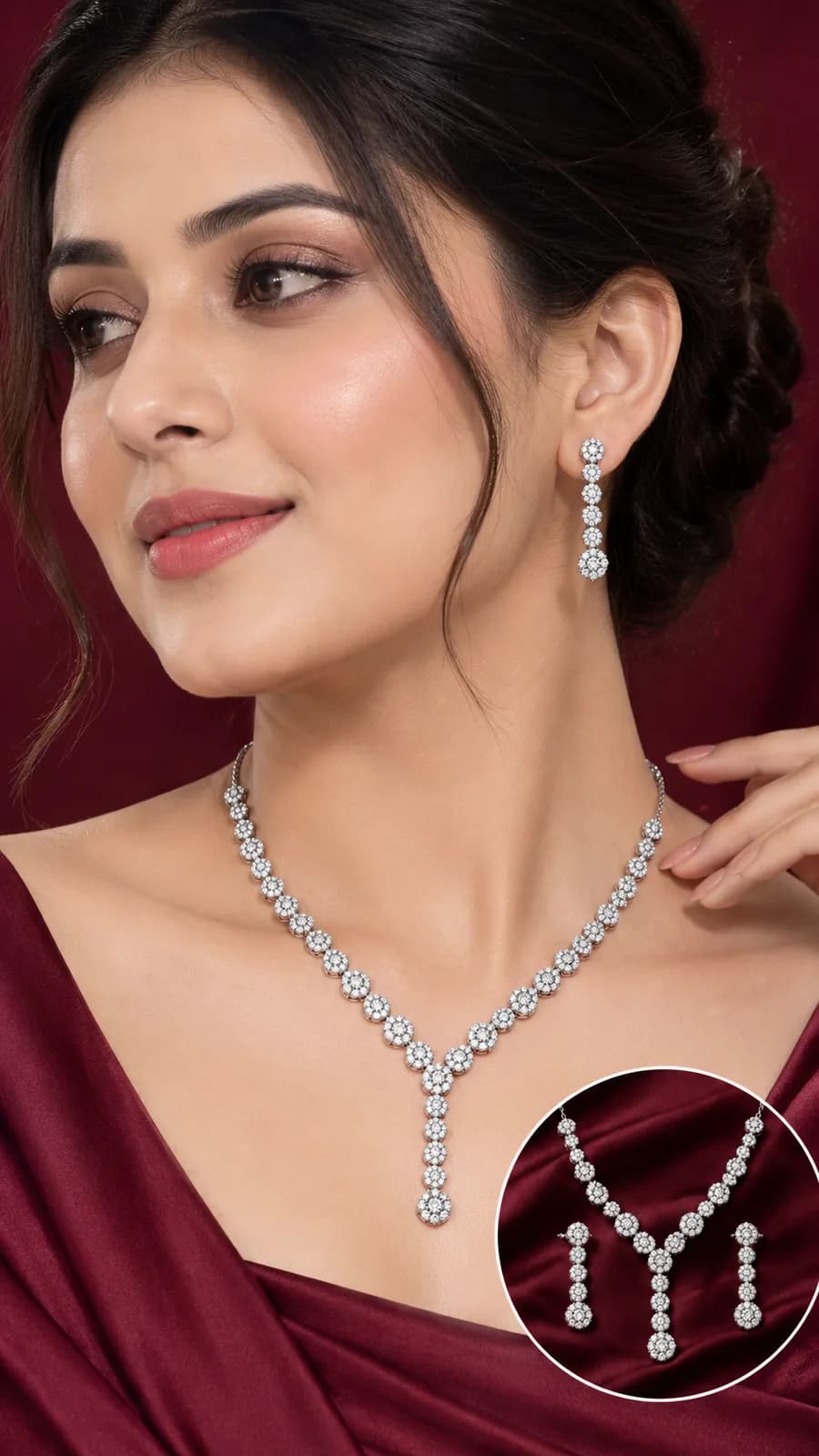 Floral Drop Silver Jewelry Set