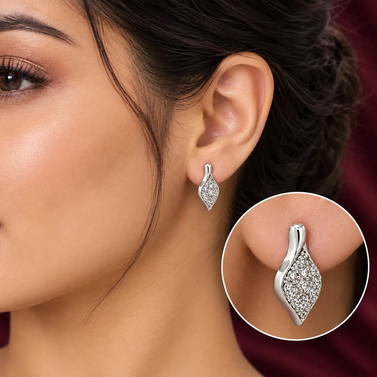 Celeste Teardrop Pavé Diamond Stud Earrings