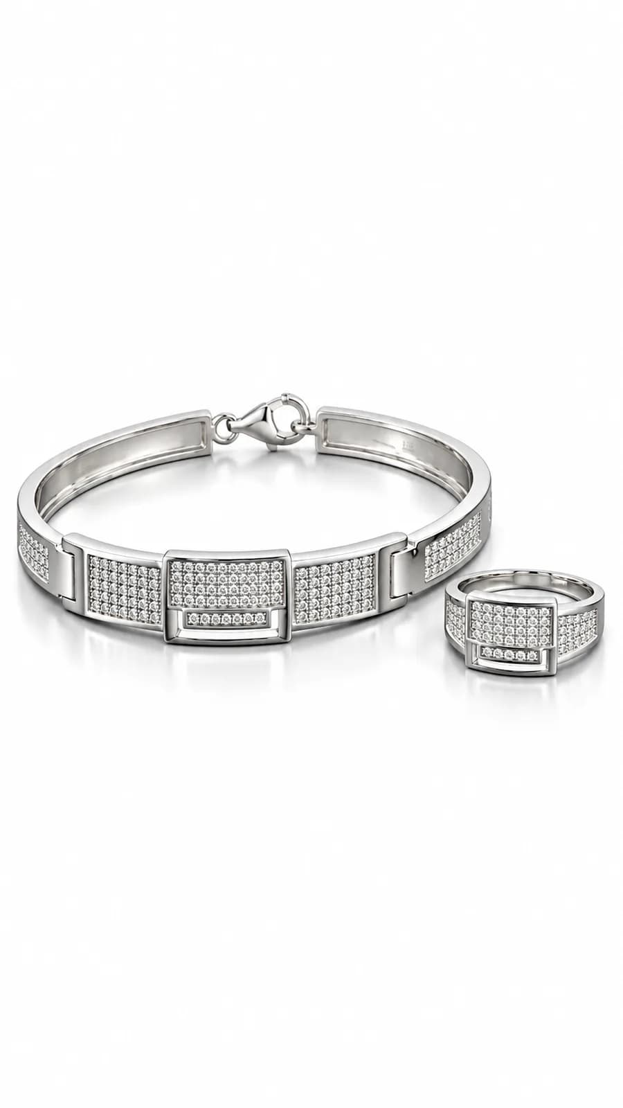 Luxe Pavé Link Bracelet & Ring Set