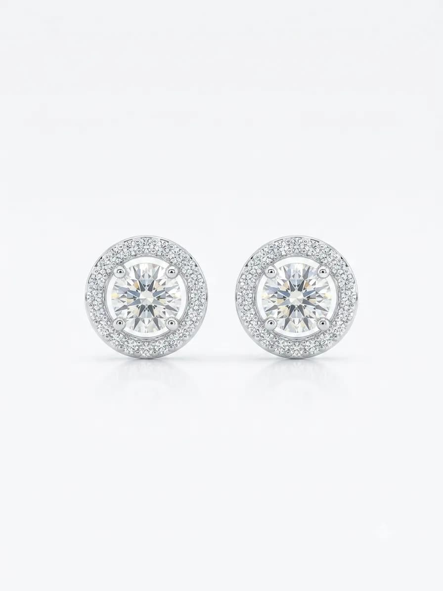 Celestial Solitaire Halo Stud Earrings