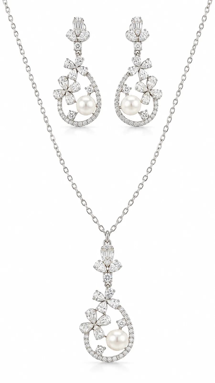 Silver Floral Pearl sets