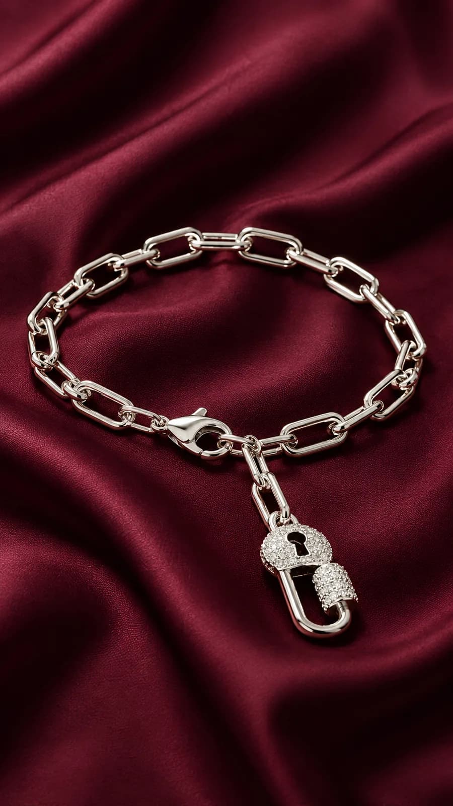Silver Lock Charm Bracelet