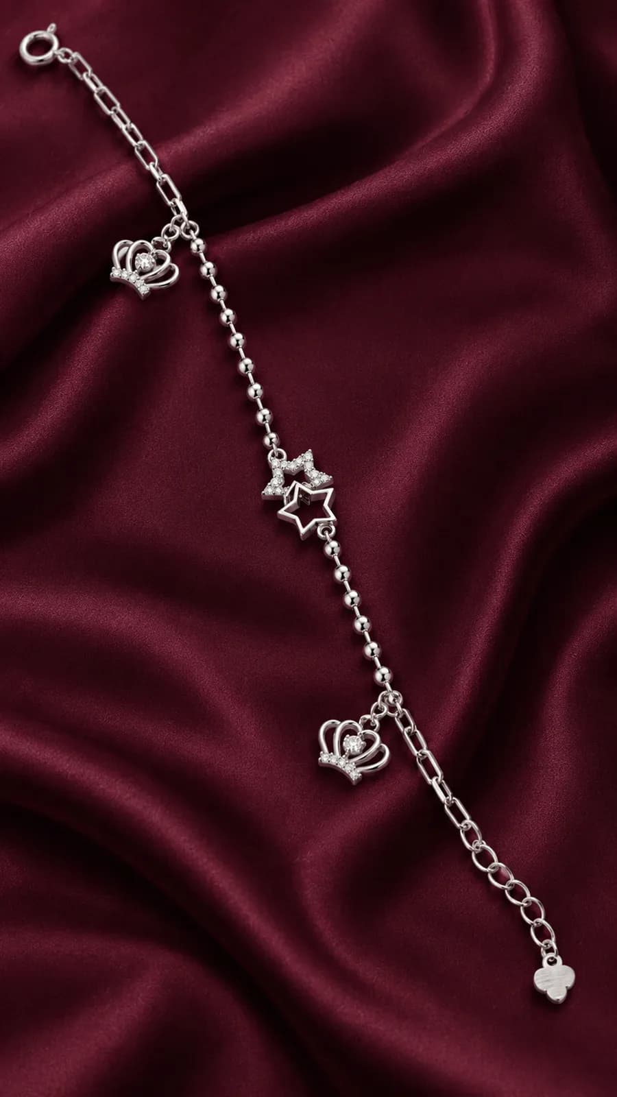 Silver Crown Star Anklet
