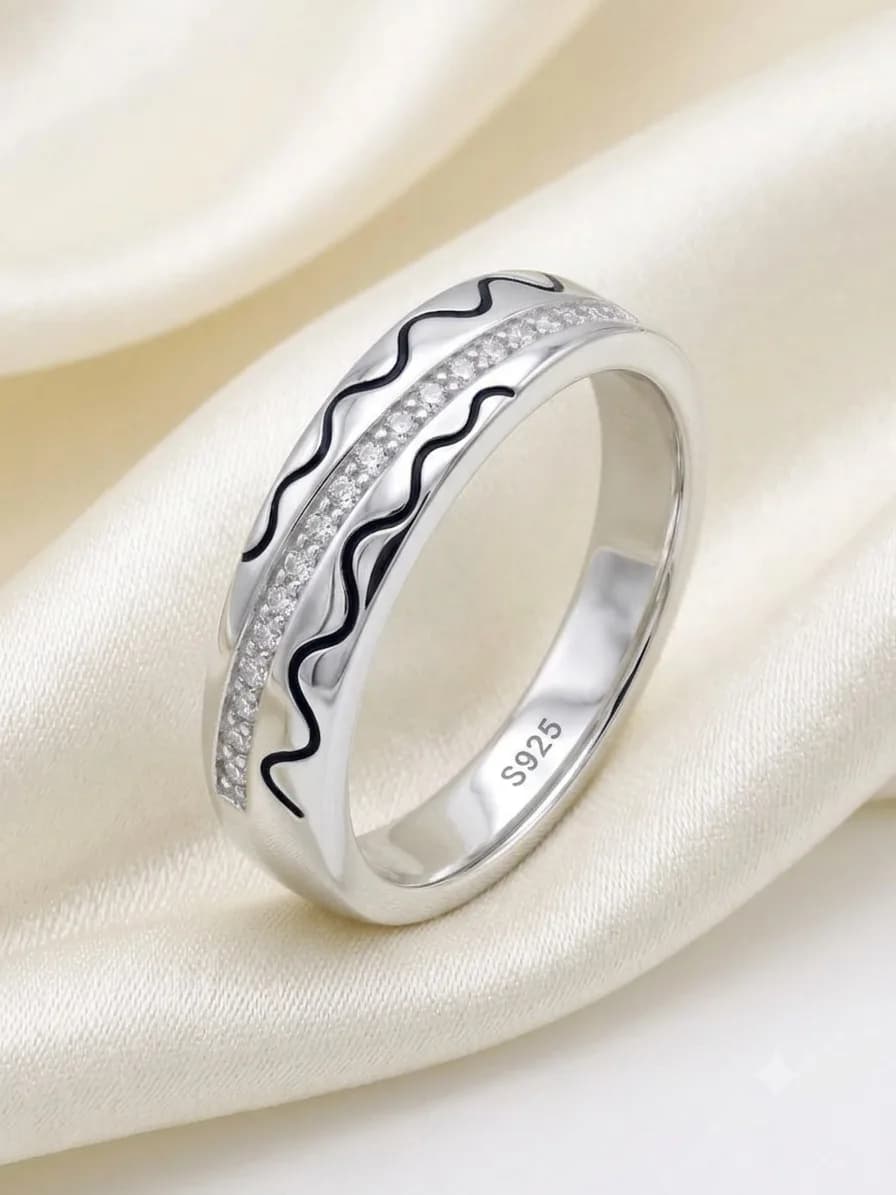Silver Wavy Pave Ring