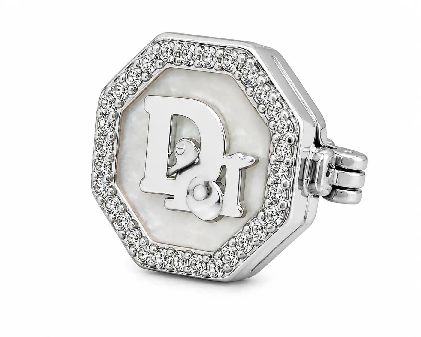 Silver Octagon Monogram Button
