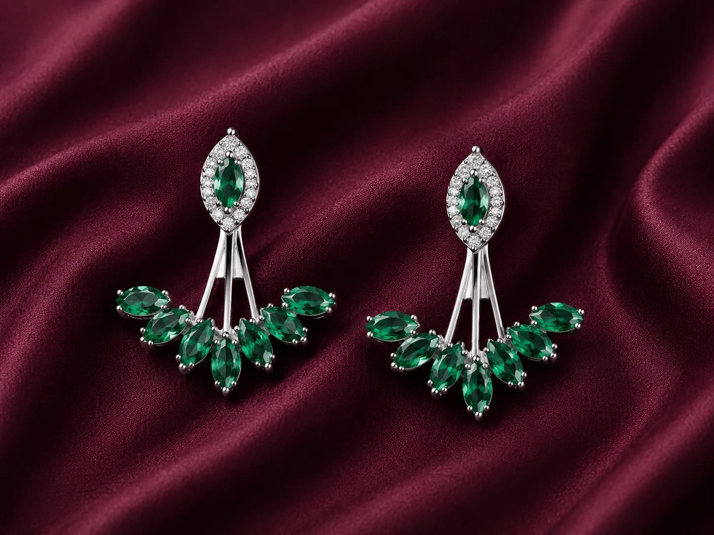 Emerald Leaf Drop Earrings