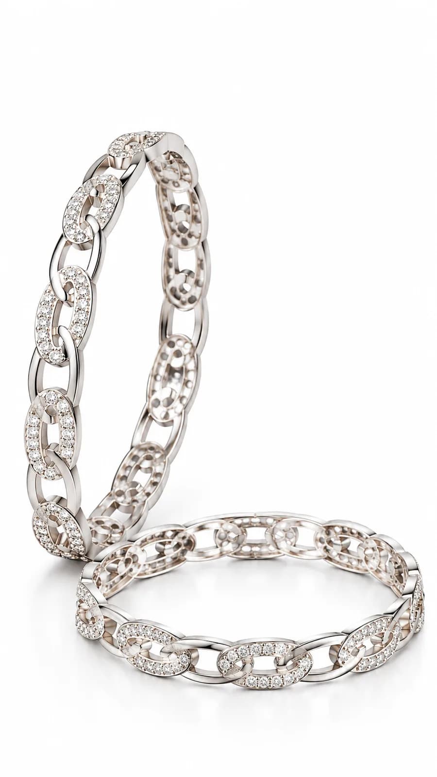 Silver Crystal Link Bangle